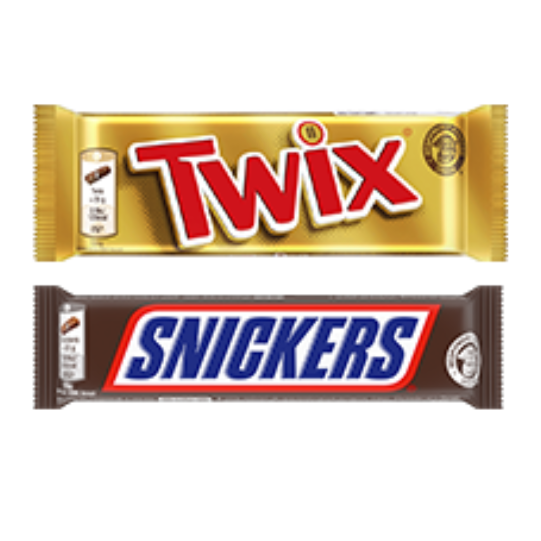 2 x Mars, Bounty, Snickers o Twix 
